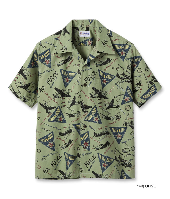BR39323 TWELFTH AIR FORCE PRINT SHIRT - OLIVE