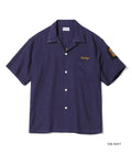 BR39510 U.S. NAVY RAYON LINEN OPEN SHIRT with CHAIN EMBROIDERED - NAVY