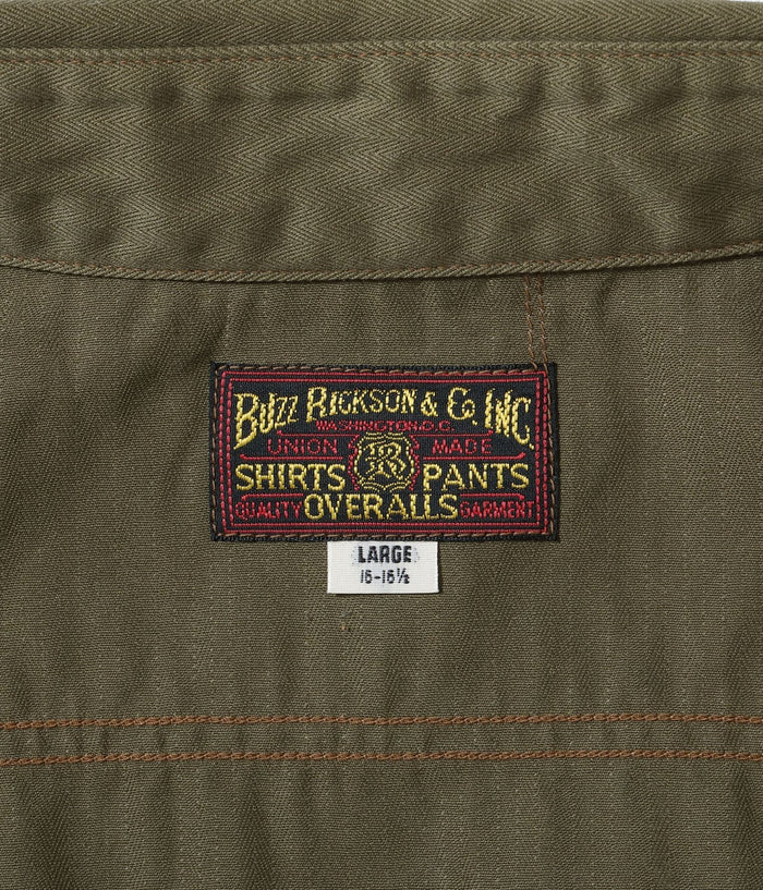 BR39530 HERRINGBONE WORK SHIRT (SHORT SLEEVE) - OLIVE