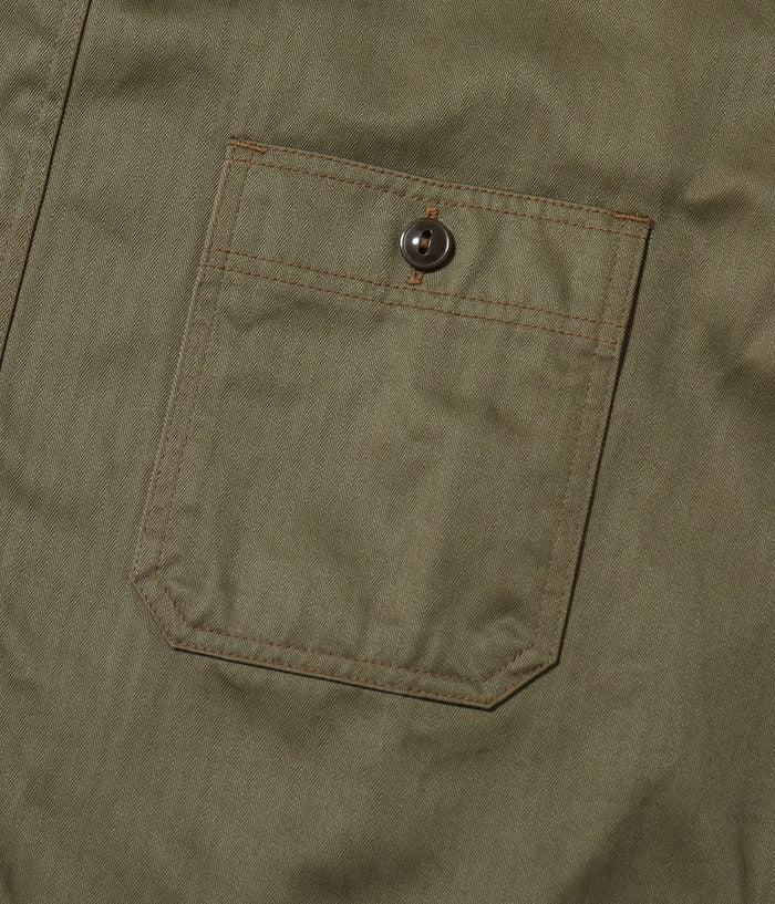 BR39530 HERRINGBONE WORK SHIRT (SHORT SLEEVE) - OLIVE