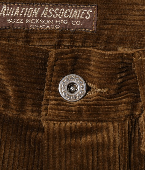 BR42393 / AVIATION ASSOCIATES US ARMY WORKING TROUSERS CORDUROY VERSION - BROWN