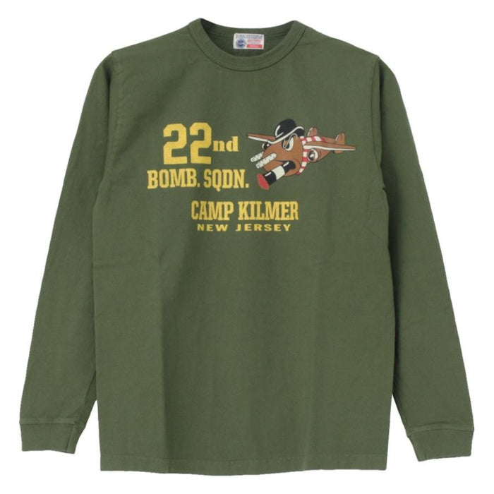 BR69509 L/S T-SHIRTS "22ND. BOMB.SQDN.CAMP KILMER" - OLIVE