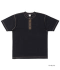 BR79192 SLUB YARN HENLEY NECK T-SHIRT - BLACK
