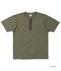 BR79192 SLUB YARN HENLEY NECK T-SHIRT - OLIVE