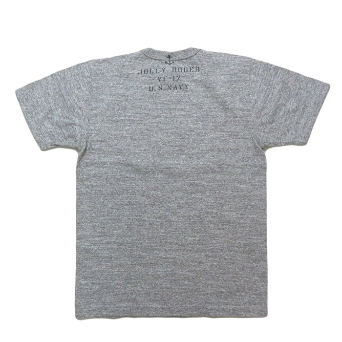 BR79561 SLUB YARN T-SHIRT "VF-17 JOLLY ROGER" - H.GRAY