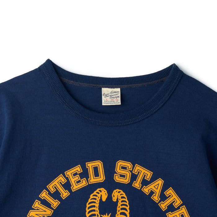 BR79566 SLUB YARN T-SHIRT "UNITED STATES NAVY" - NAVY