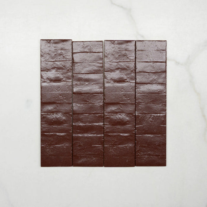 No Hand Burgundy Olivia Feature Subway Matte 75 x 300mm Porcelain  - The Blue Space