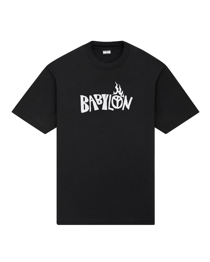 BURNING PALM TEE S/S - BLACK