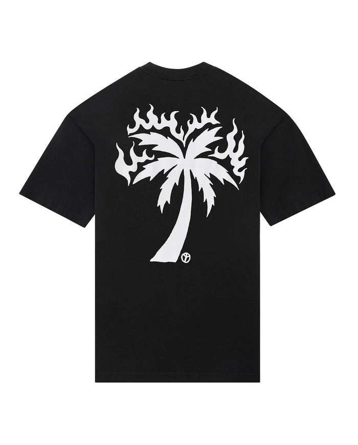 BURNING PALM TEE S/S - BLACK