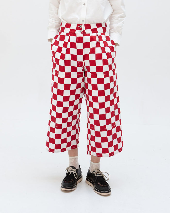 BURNOUT PANTS - RED CHECK