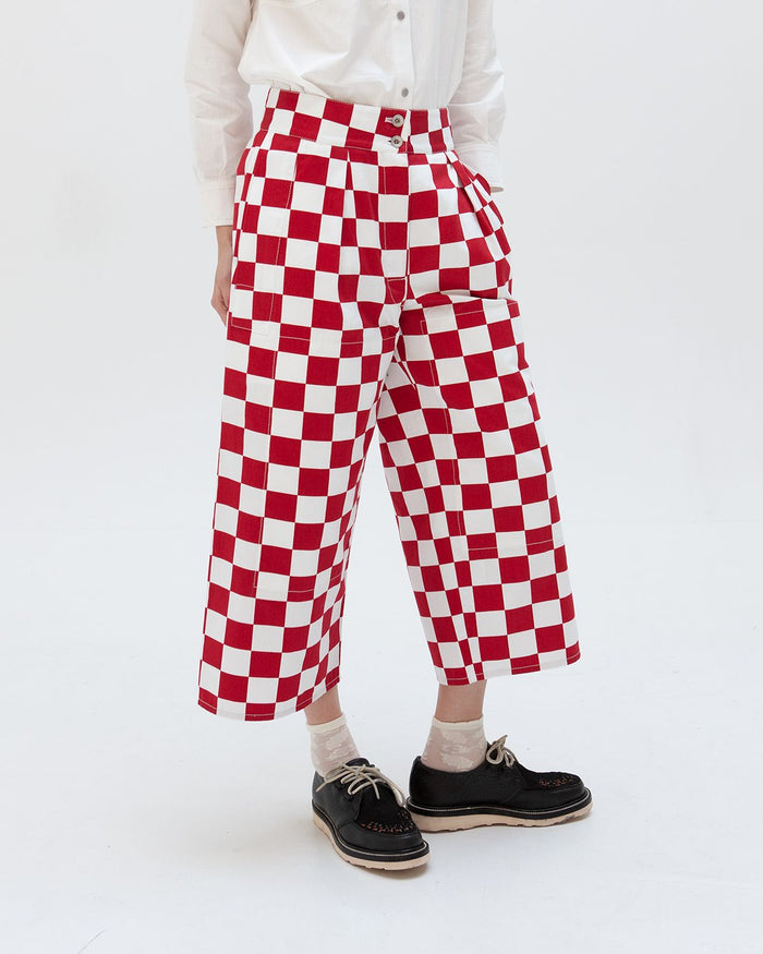 BURNOUT PANTS - RED CHECK