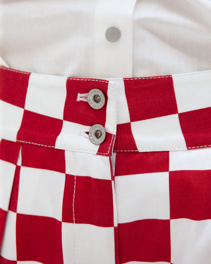 BURNOUT PANTS - RED CHECK