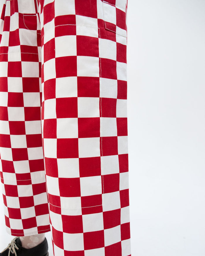 BURNOUT PANTS - RED CHECK