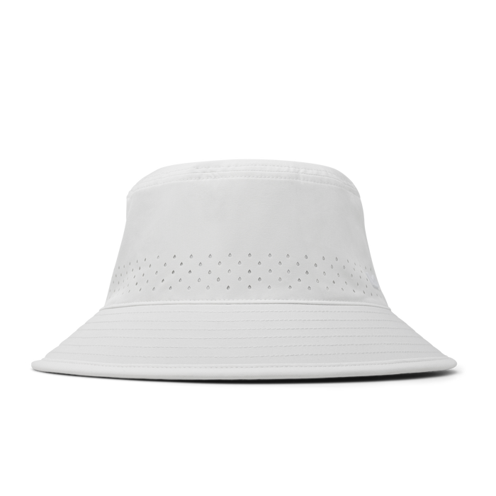 The front view of the melin Caddy Hydro  Bucket Hat in  White