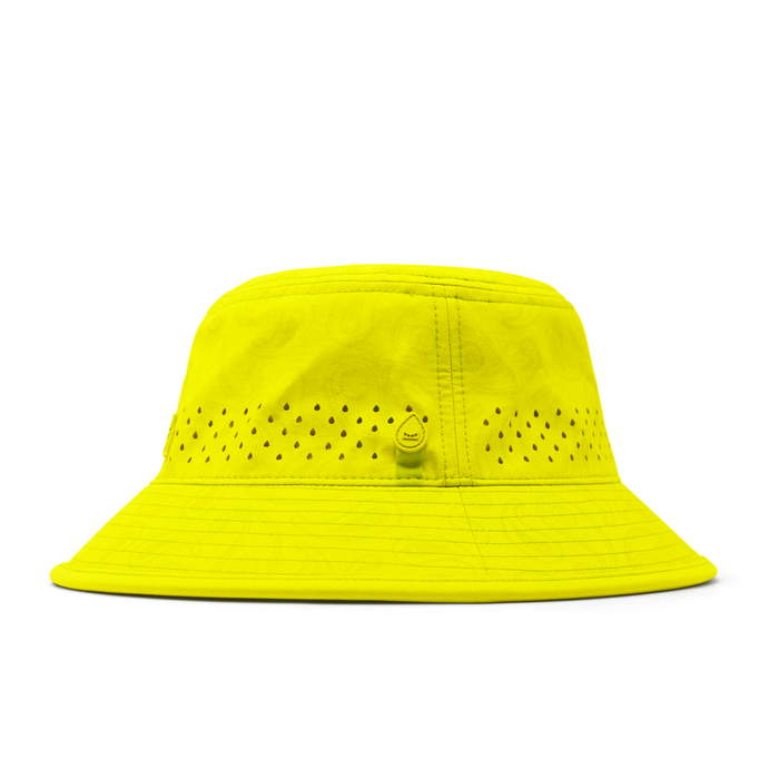 The front view of the melin Bucket Hat Caddy Links Hydro  in  Neon Yellow