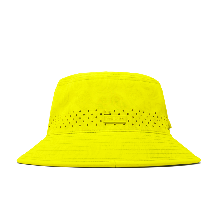 The side view of the melin Bucket Hat Caddy Links Hydro  in  Neon Yellow