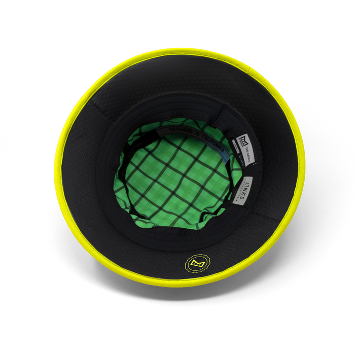 The inside view of the melin Bucket Hat Caddy Links Hydro  in  Neon Yellow