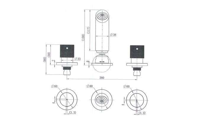 Technical Drawing: Modern National Cadence 1/4 Turn Shower Set Chrome