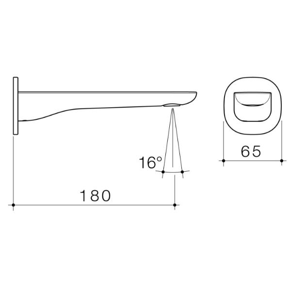 Technical Drawing Caroma Contura II 180mm Basin/Bath Outlet - Chrome 849059C6AF