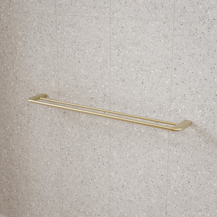 Caroma Contura II 820mm Double Towel Rail - Brushed Brass