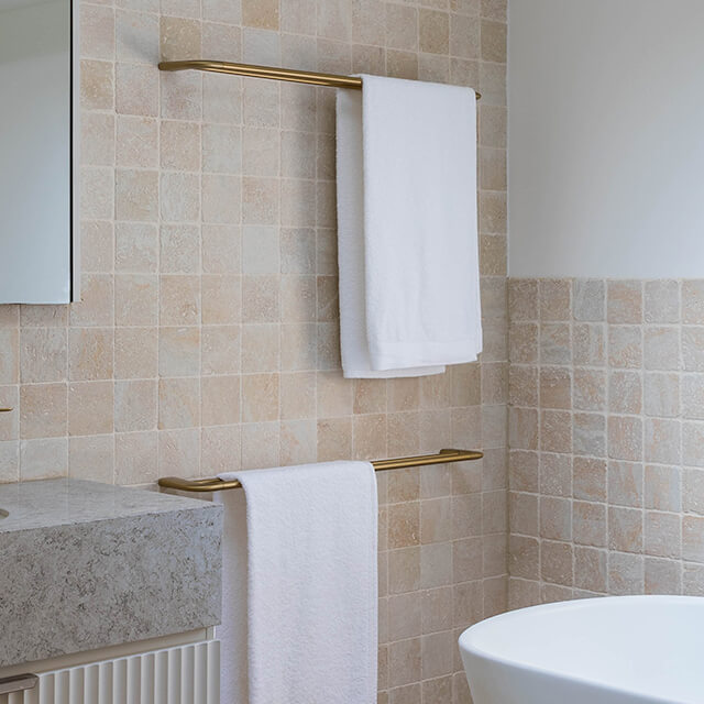 Caroma Contura II 820mm Double Towel Rail - Brushed Brass