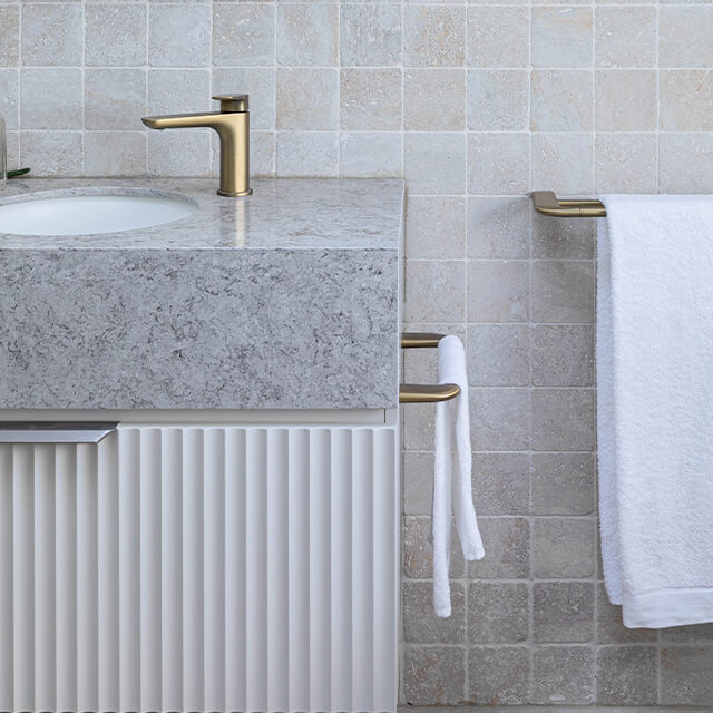 Caroma Contura II 820mm Single Towel Rail - Brushed Brass