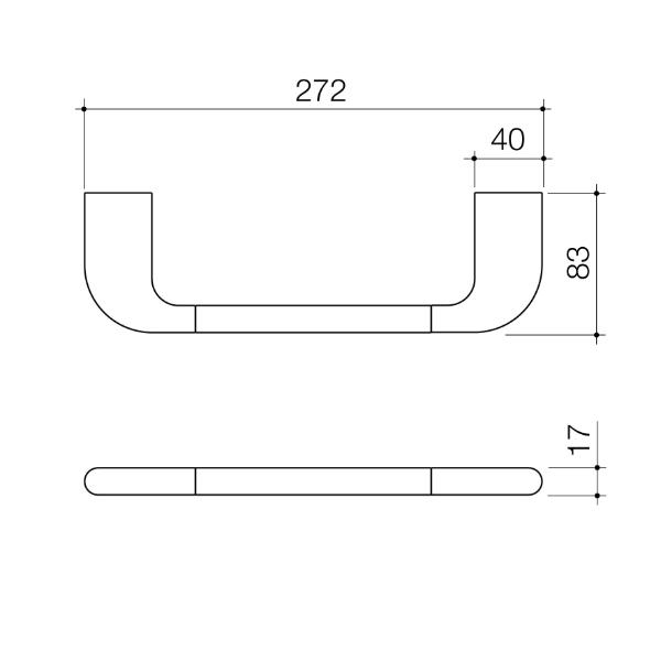 Technical Drawing Caroma Contura II Hand Towel Rail - Brushed Bronze 849032BBZ | The Blue Space