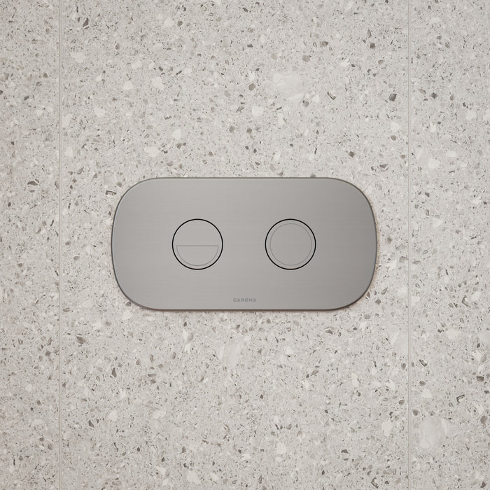 Caroma Contura II Invisi Series II Round DC Dual Flush Button Panel - Brushed Nickel