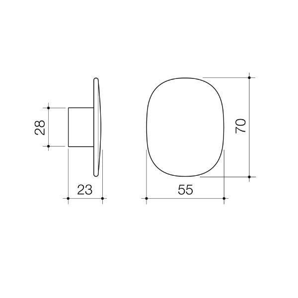 Technical Drawing Caroma Contura II Large Robe Hook - Matte Black 849042B