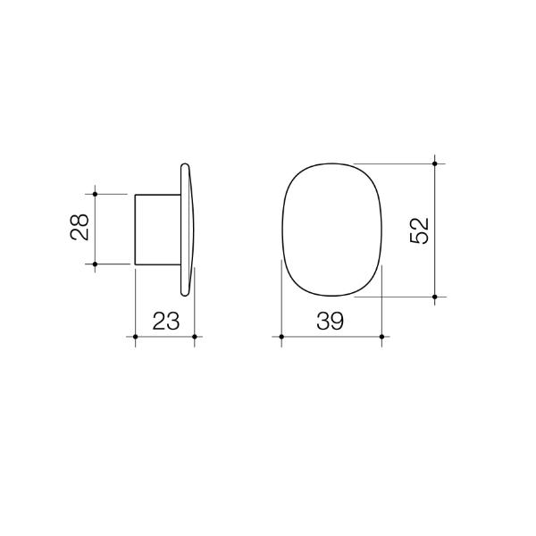 Technical Drawing Caroma Contura II Small Robe Hook - Matte Black 849041B