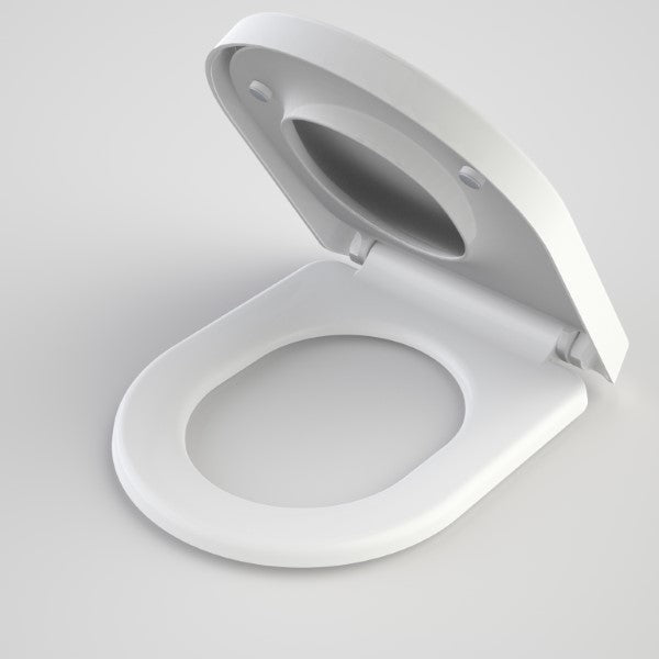 Caroma Family D Shape Toilet Seat with GermGard® in open lid - The Blue Space