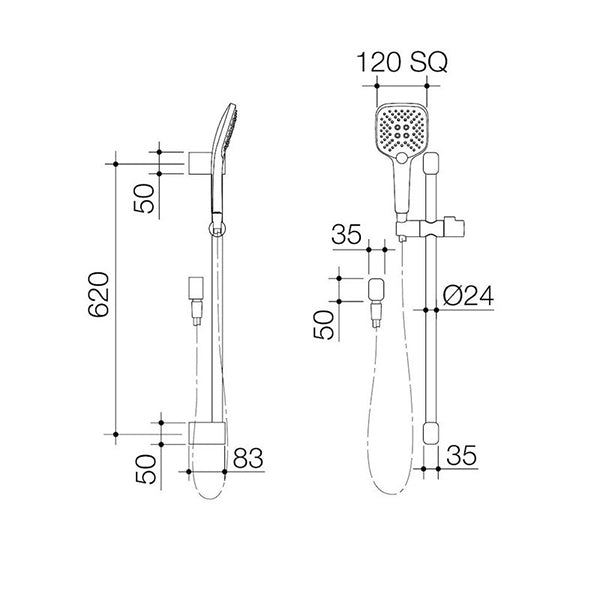 Caroma Contemporary Luna Multifunctional Rail Shower by Caroma - The Blue Space
