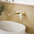 Caroma Urbane II 180mm Lead Free Wall Basin/Bath Mixer Rectangle Brushed Brass