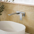 Caroma Urbane II 180mm Lead Free Wall Basin/Bath Mixer Rectangle Brushed Nickel