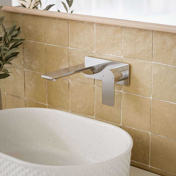 Caroma Urbane II 180mm Lead Free Wall Basin/Bath Mixer Rectangle Chrome