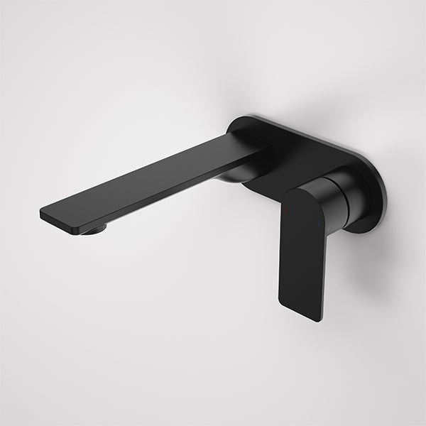 Caroma Urbane II 180mm Wall Basin/Bath Mixer Round Plate Matte Black - The Blue Space