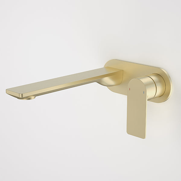 Caroma Urbane II 220mm Wall Basin/Bath Mixer Round Brushed Brass - The Blue Space
