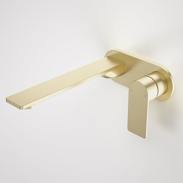 Caroma Urbane II 220mm Wall Basin/Bath Mixer Round Brushed Brass - The Blue Space