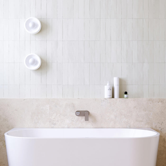 Caroma Urbane II 220mm Lead Free Wall Basin/Bath Mixer Round Brushed Brass