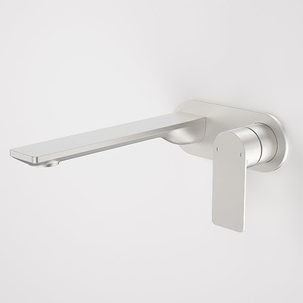 Caroma Urbane II 220mm Wall Basin/Bath Mixer Round Brushed Nickel - The Blue Space