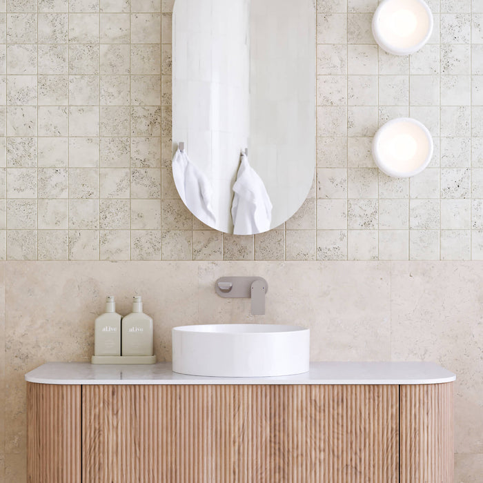 Caroma Urbane II 220mm Lead Free Wall Basin/Bath Mixer Round Chrome