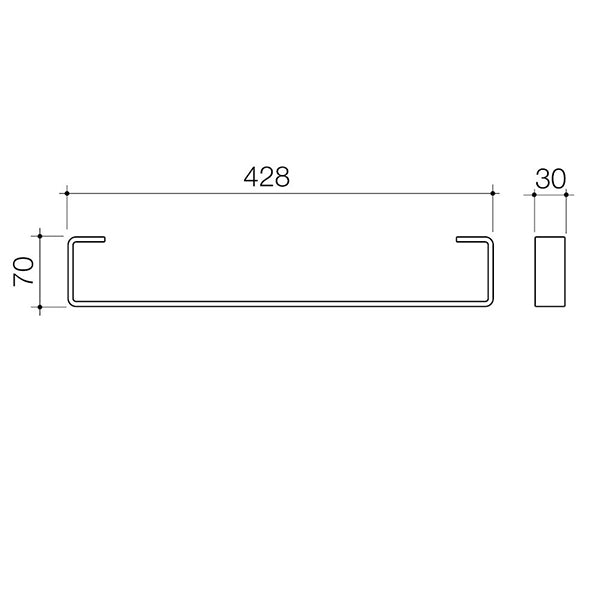 Caroma Urbane II Hand Wall Basin Integrated Rail Technical Drawing - The Blue Space