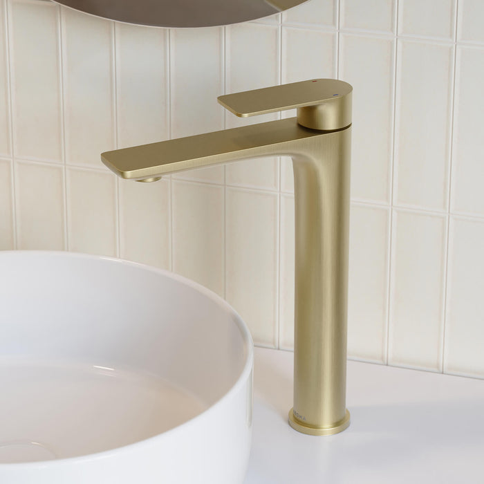 Caroma Urbane II Lead Free Tower Basin Mixer Brushed Brass  | The Blue Space