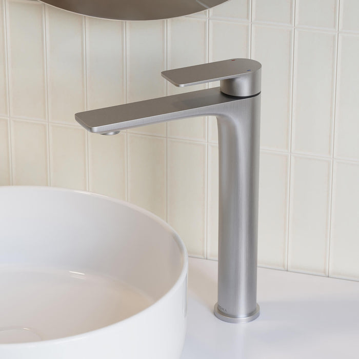 Caroma Urbane II Lead Free Tower Basin Mixer Brushed Nickel  | The Blue Space