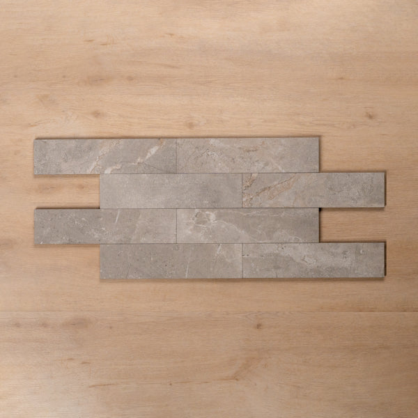 Casuarina Grey Honed Porcelain Tile 75x300mm Brick Pattern - The Blue Space