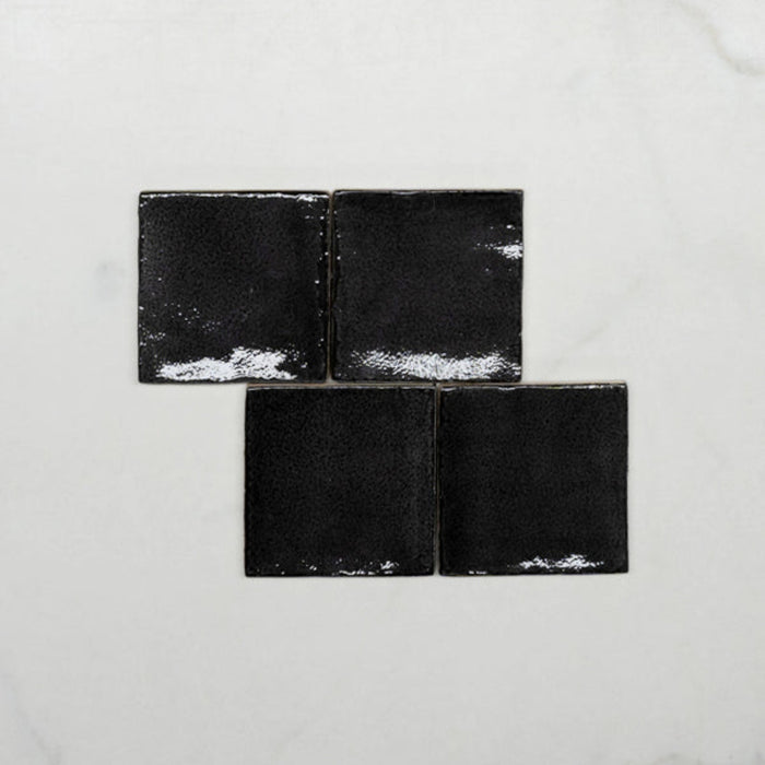 Pattern No Hand Charcoal Dianna Zellige Tile 100 x 100 x 9mm Spanish Ceramic  - The Blue Space