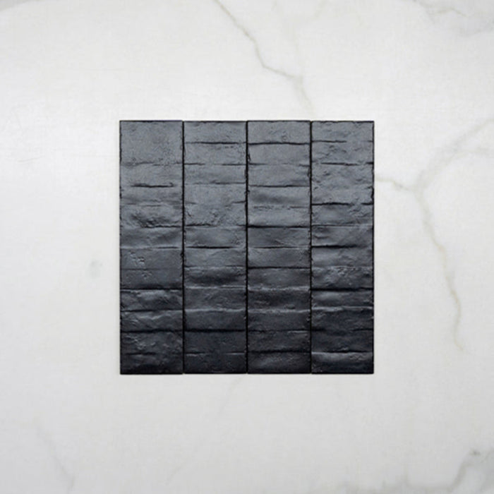 Faces No Hand Charcoal Olivia Feature Subway Matte 75 x 300mm Porcelain  - The Blue Space