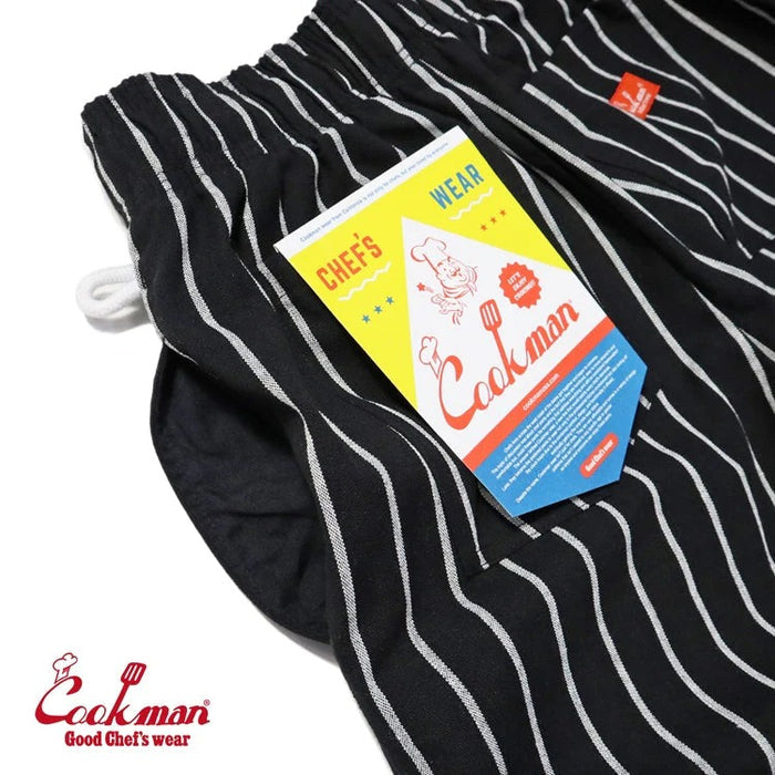 CHEF PANTS DUCK CANVAS STRIPE - BLACK