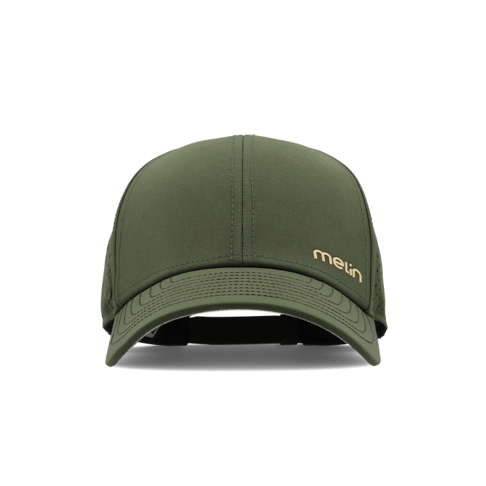 The front view of the melin Compass Hydro  Vintage Fit in  Canopy / Khaki