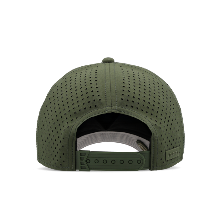The back view of the melin Compass Hydro  Vintage Fit in  Canopy / Khaki